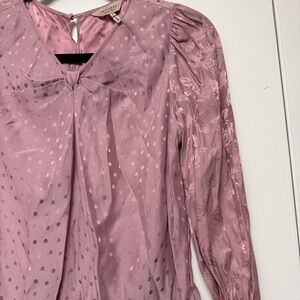 Rebecca Taylor lilac Polka Dot and floral print silk top